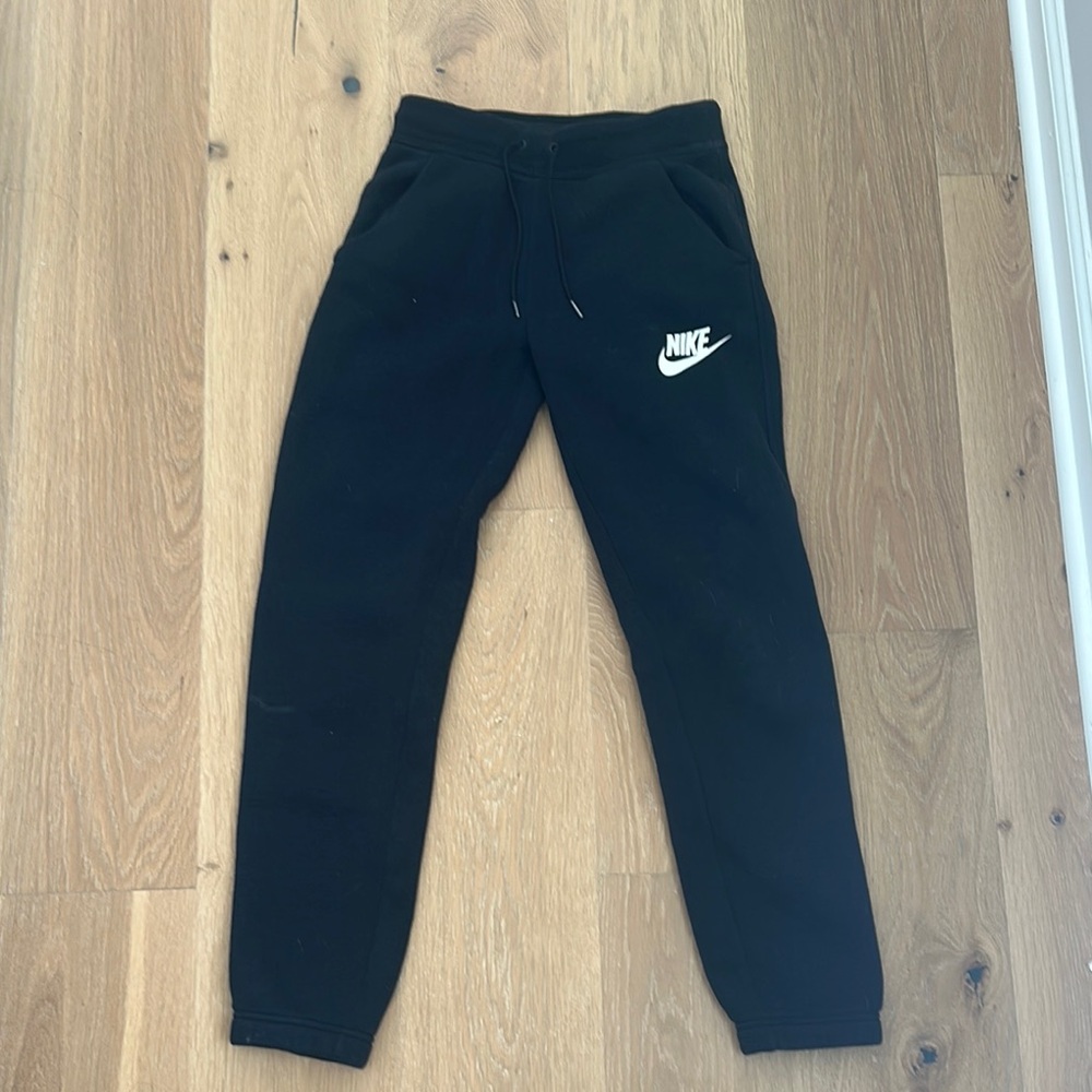 Nike Black Sweatpants with Elastic Cuffs and Swoosh Logo